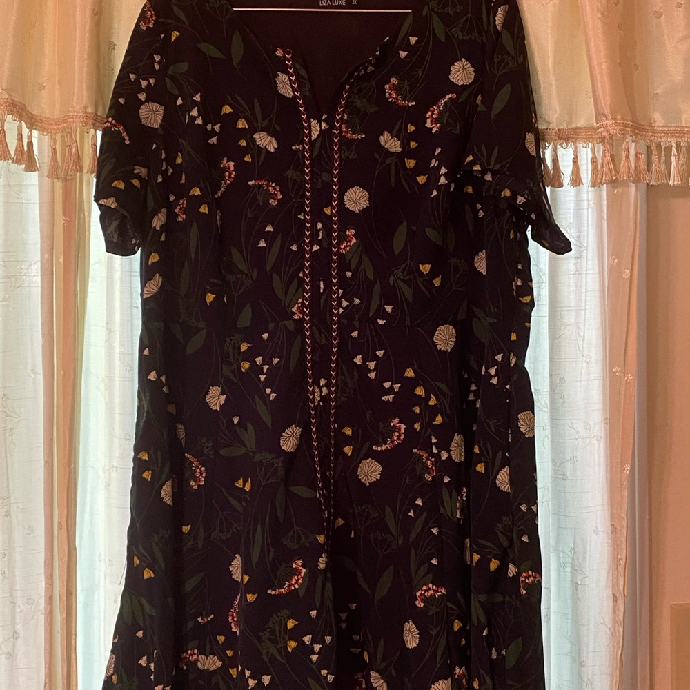 Liza Luxe navy/floral print dress